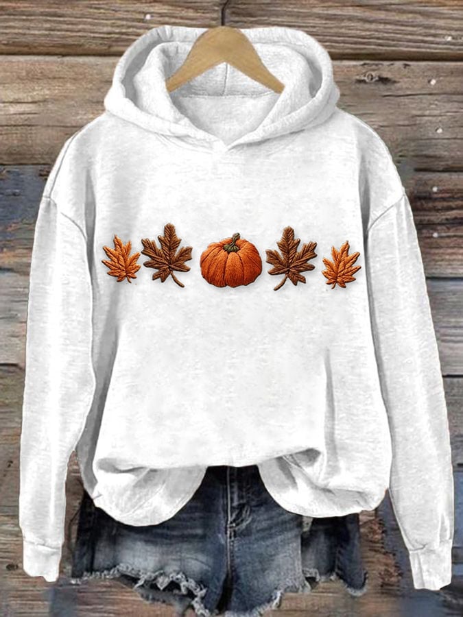 Women's Casual Fall Pumpkin Print Hoodie