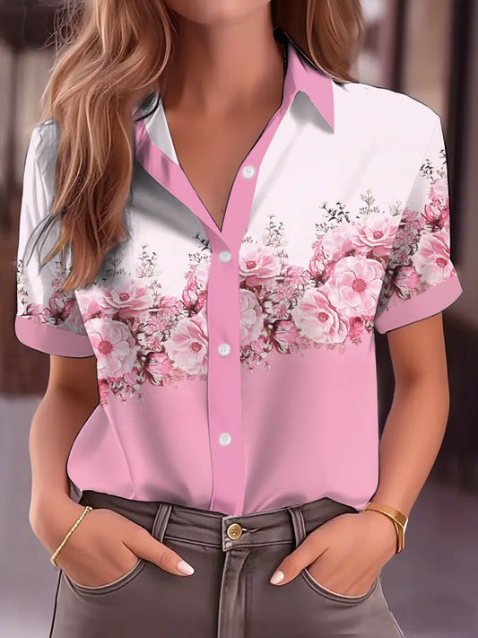 Women'S Casual Breast Cancer Short Sleeve Shirt