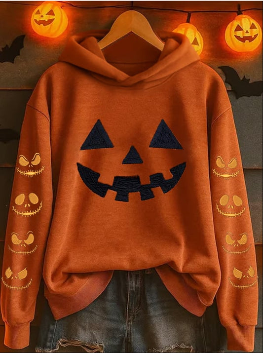 Women's Pumpkin Print Sweatshirt
