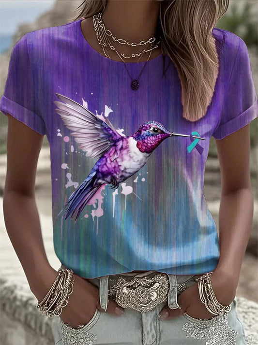 Women's Mental Health Printed Round Neck T-Shirt