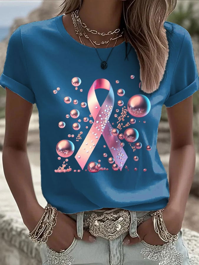 Women's  Breast Cancer Print T-Shirt