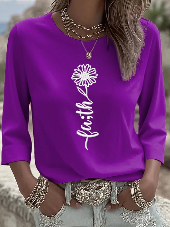 Women's Suicide Prevention Awareness Floral Print Short Sleeve T-Shirt