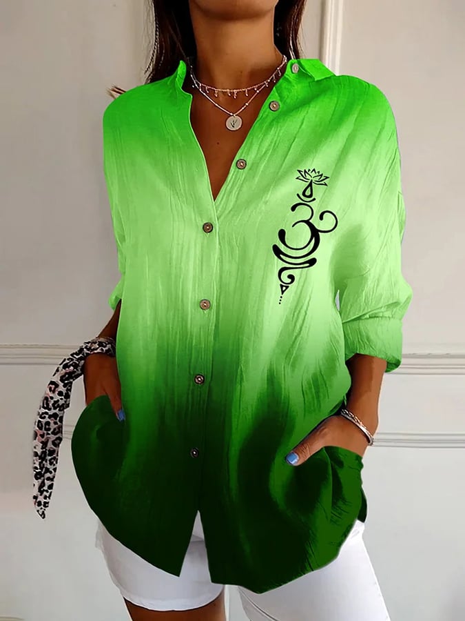 Women's Retro Just Breathe Print Casual Shirt