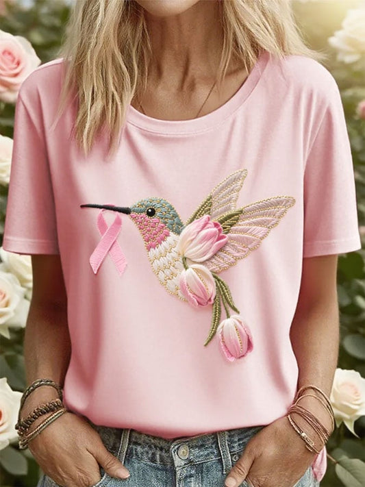 Women's  Breast Cancer Print T-Shirt
