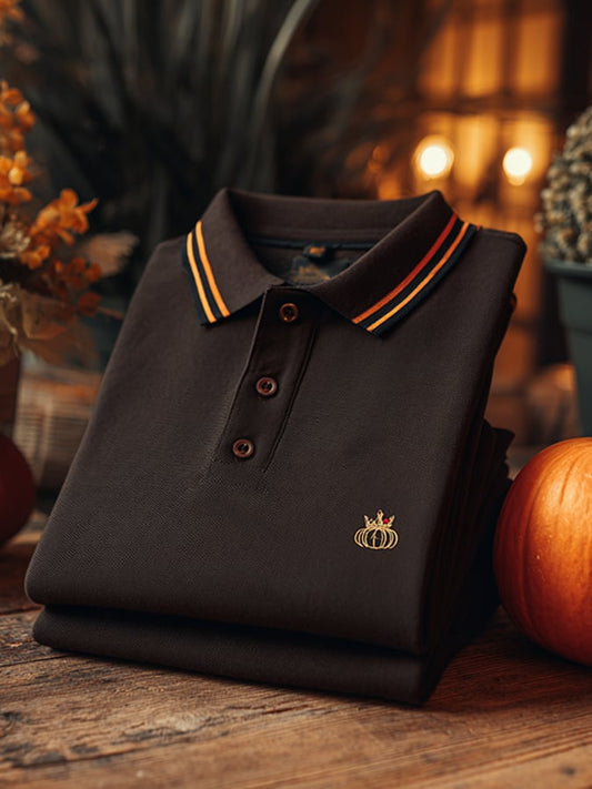 Men's Offline Business Autumn Pumpkin Contrast Polo