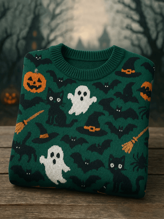 Women's Vintage Halloween Crew Neck Sweater