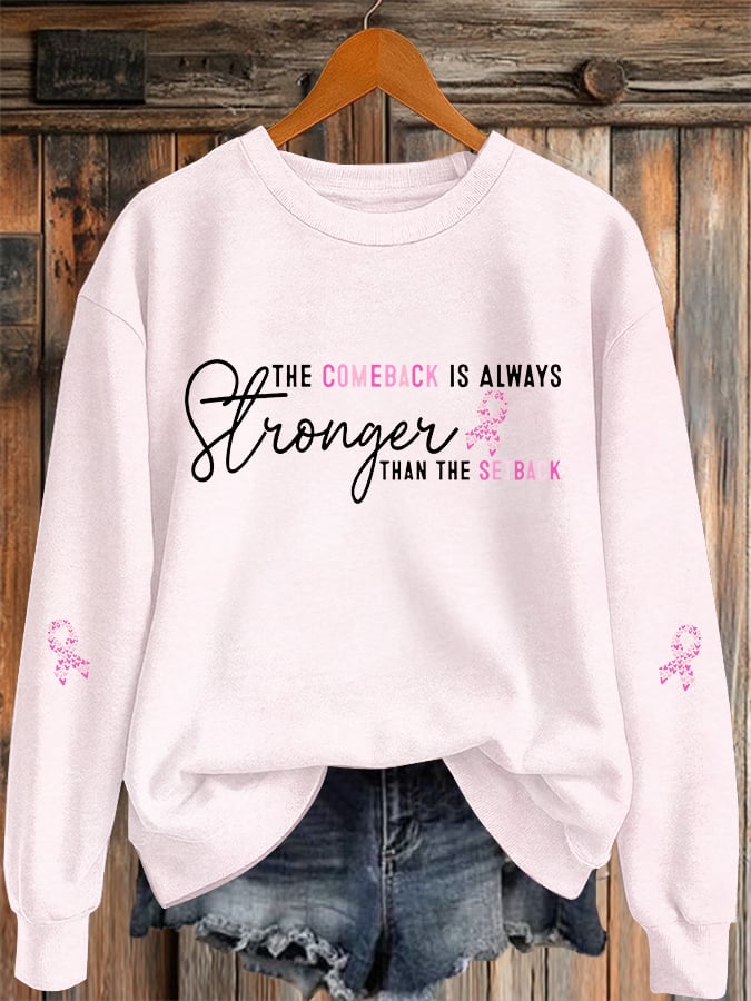 Women's Breast Cancer Awareness Print Casual Sweatshirt