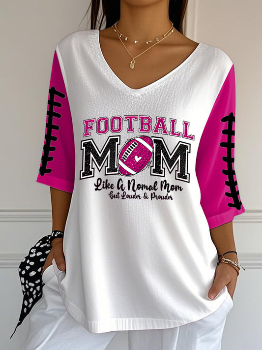 Women's Retro Football Breast Cancer Awareness Print T-Shirt