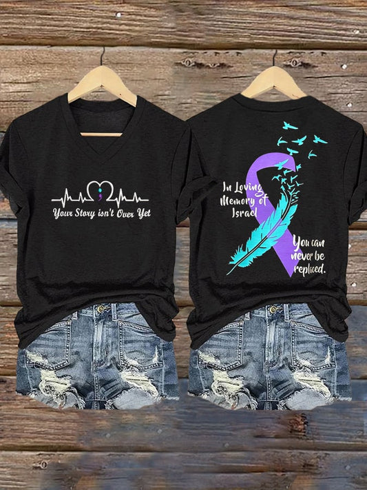 Women's Suicide Prevention Your Story lsn' t Over Yet Printed Casual T-Shirt