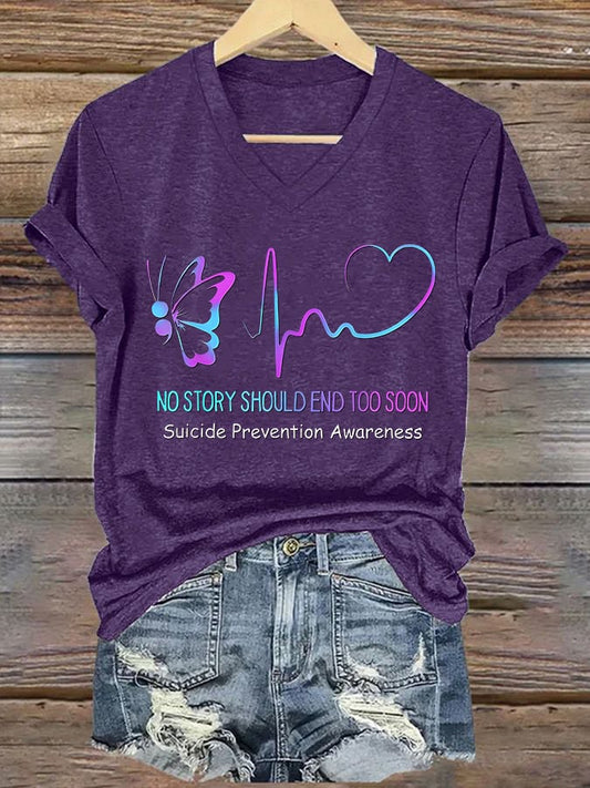 Women'S Casual Suicide Prevention Awareness Short Sleeve T-Shirt