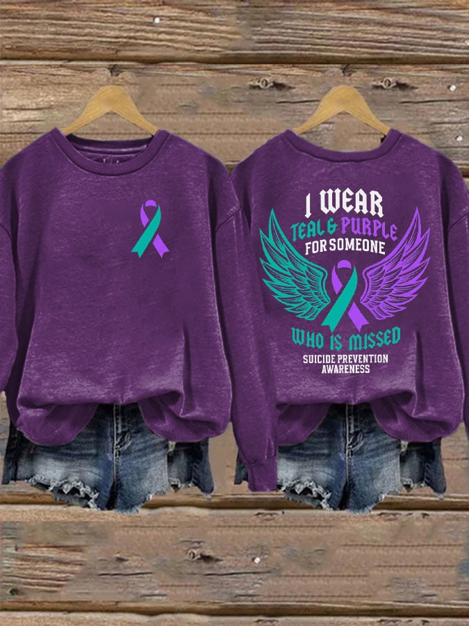 Women's I Wear Teal & Purple For Someone Who Is Missed Printed Sweatshirt