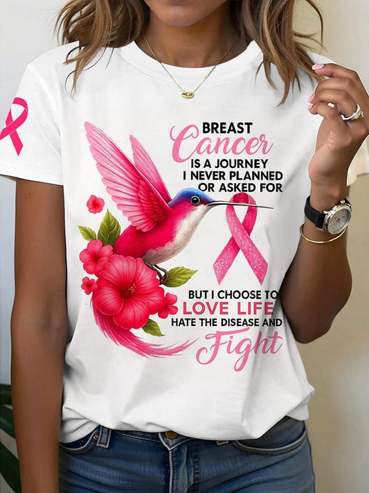 Women's Breast Cancer Awareness Print Comfort Short Sleeve