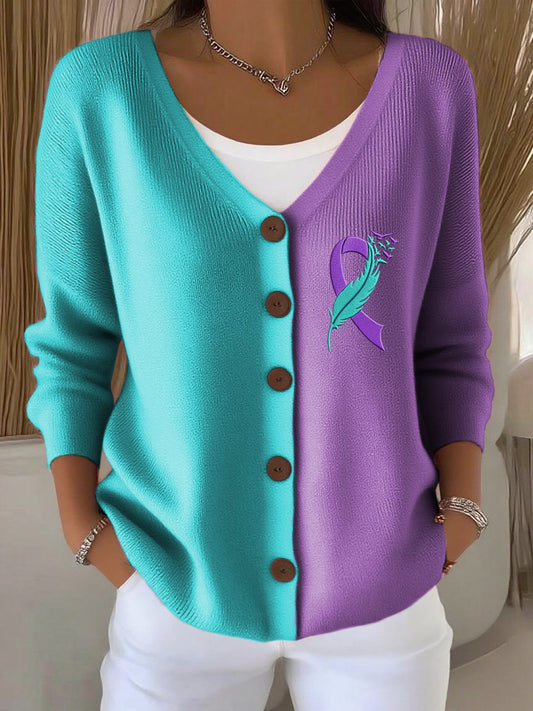 Women's Suicide Prevention Awareness Print Casual Cardigan