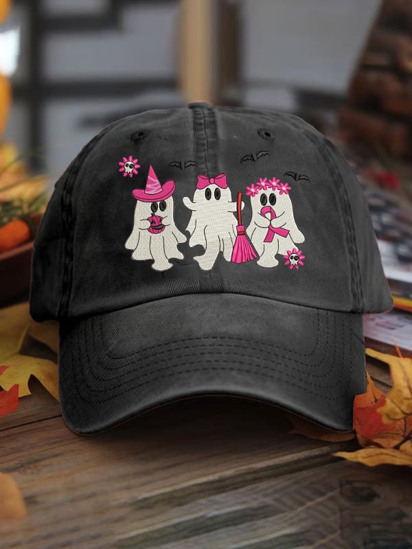 Unisex Pink Ghost Breast Cancer Awareness Print Baseball Cap