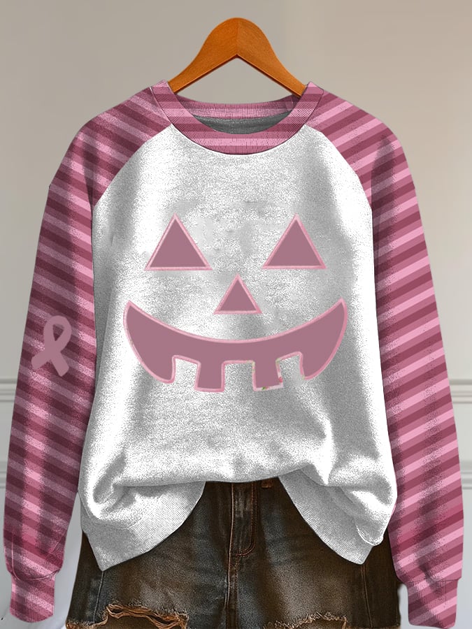 Women's Pumpkin Breast Cancer Print Sweatshirt