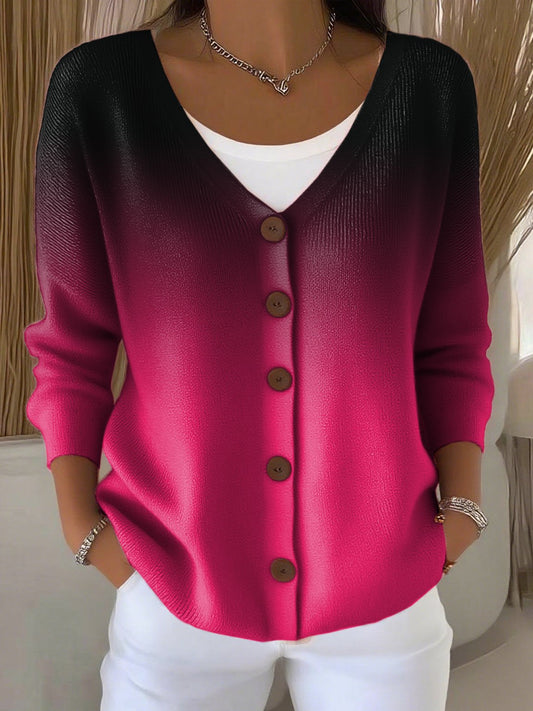 Women's Casual Autumn And Winter Gradient Cardigan