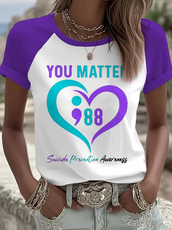 Women's Mental Health Print Casual T-Shirt