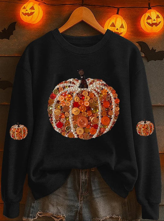 Women's Pumpkin Print Casual Sweatshirt