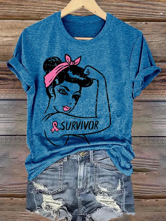 Women's Casual Breast Cancer Survivor Short Sleeve T-Shirt