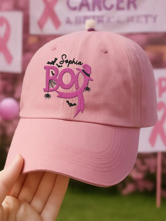 Unisex Awareness Breast Cancer BOO Print Baseball Cap