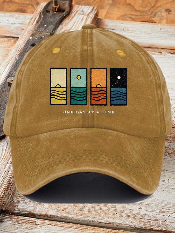 Unisex Retro One Day At A Time Print Baseball Cap