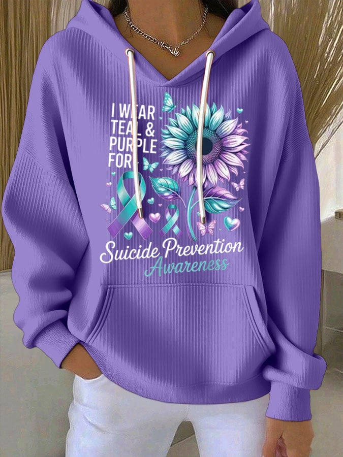 Women's  Mental Health Print Casual Hoodie