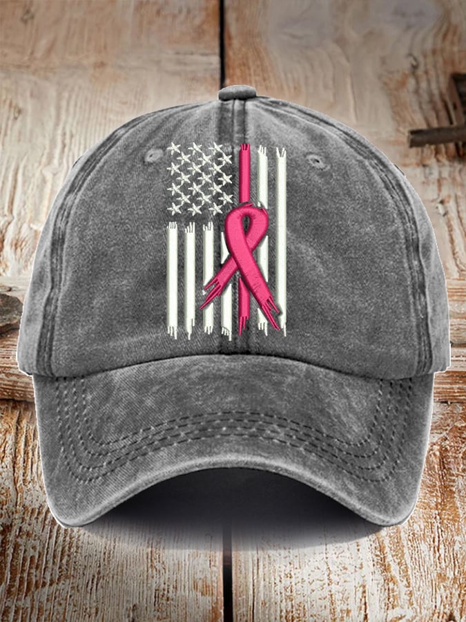 Unisex Breast Cancer Ribbon Print Baseball Cap