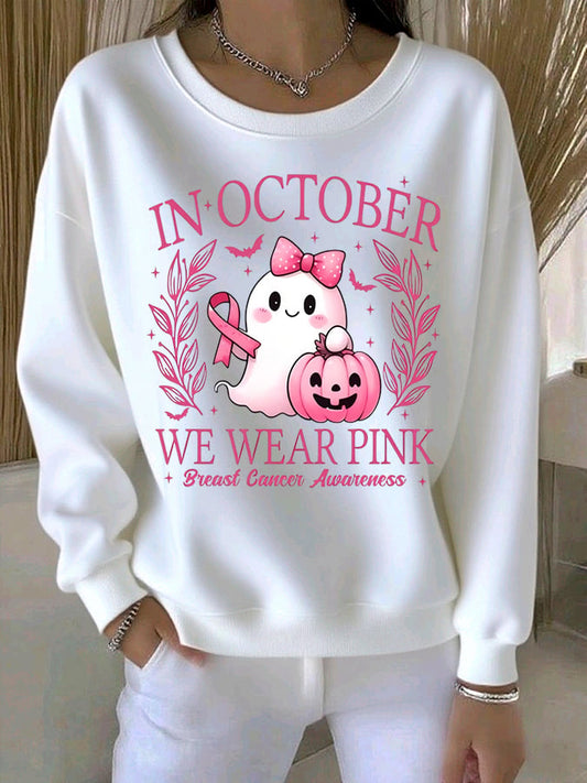 Women's casual October we wear pink  Ghost  sweatshirt
