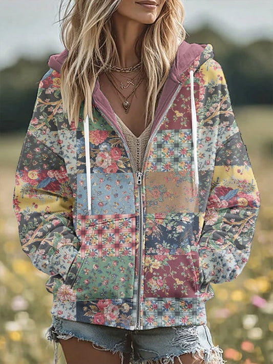 Women's Casual Floral Print Hoodie