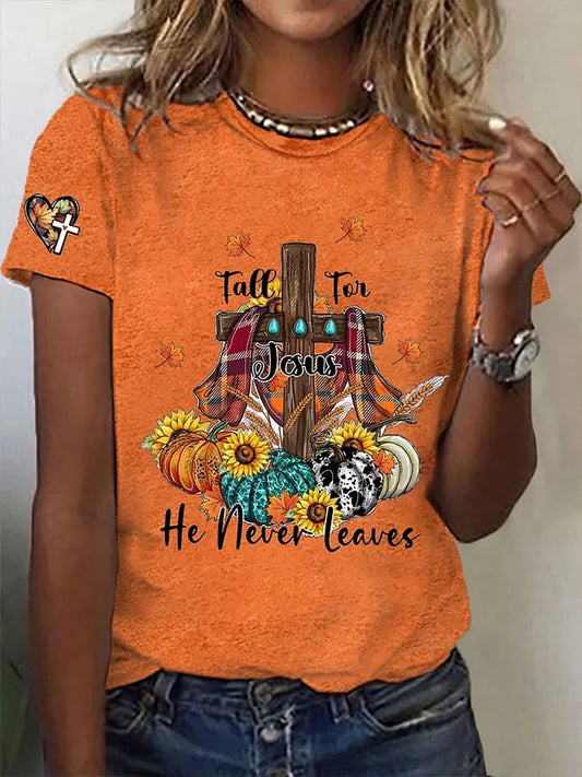 Women's He Never Leaves  Print Shirt