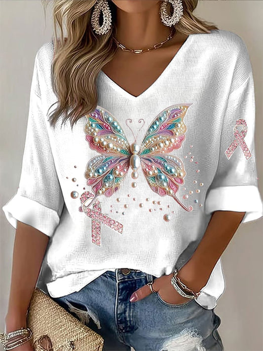 Women's  Breast Cancer Awareness Support Print Shirt