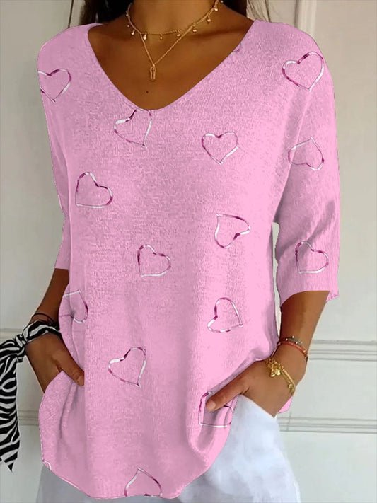 Women's Breast Cancer Awareness Print V-Neck T-Shirt