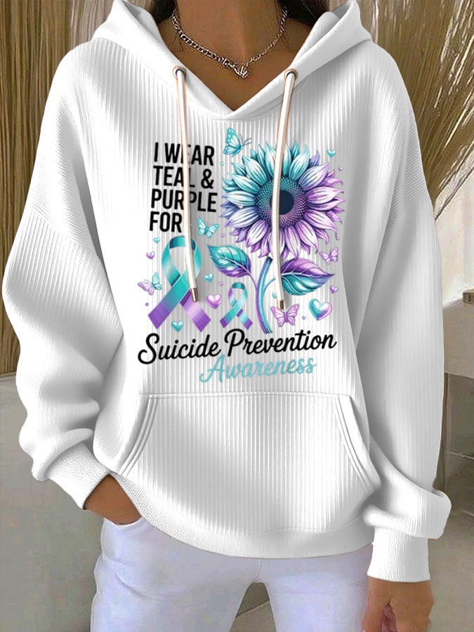 Women's  Mental Health Print Casual Hoodie