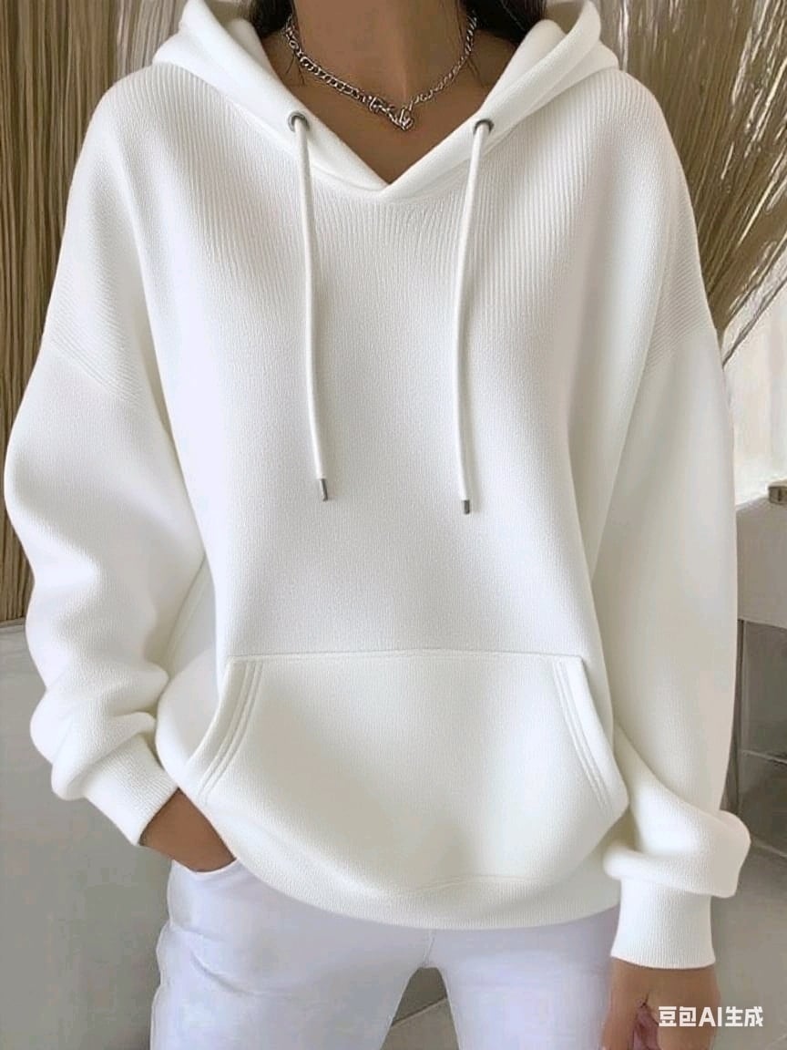 Women's Casual Autumn And Winter Long-Sleeved Ribbed Bottoming Shirt With Hoodie