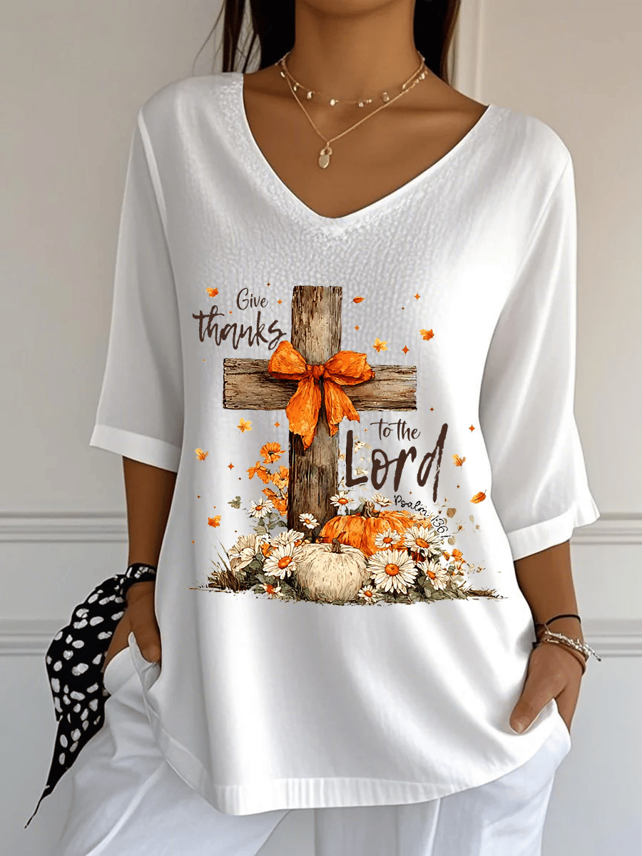 Women'S Casual Heart V-Neck T-Shirt