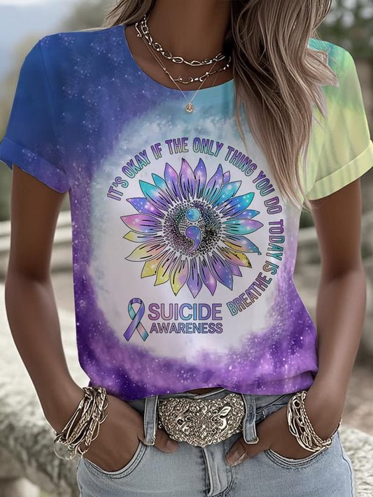 Women's It’s Okay If The Only Thing You Do Today Is Breathe Printed T-Shirt