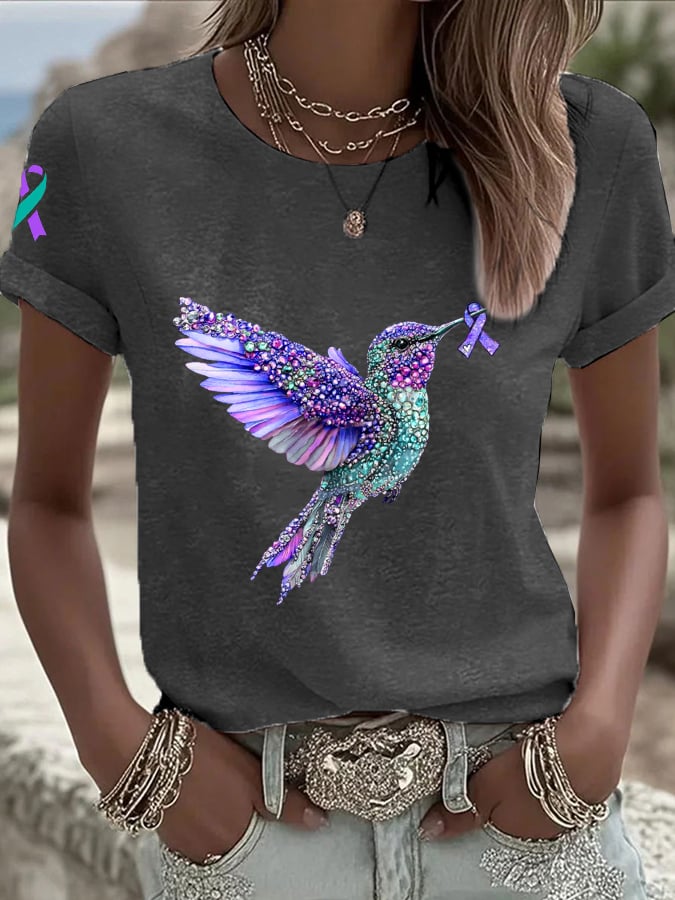 Women's Suicide Awareness Print Casual T-shirt