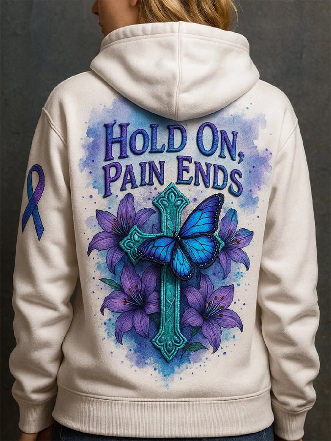 Women's Hold On,Pain Ends Print Hooded Sweatshirt