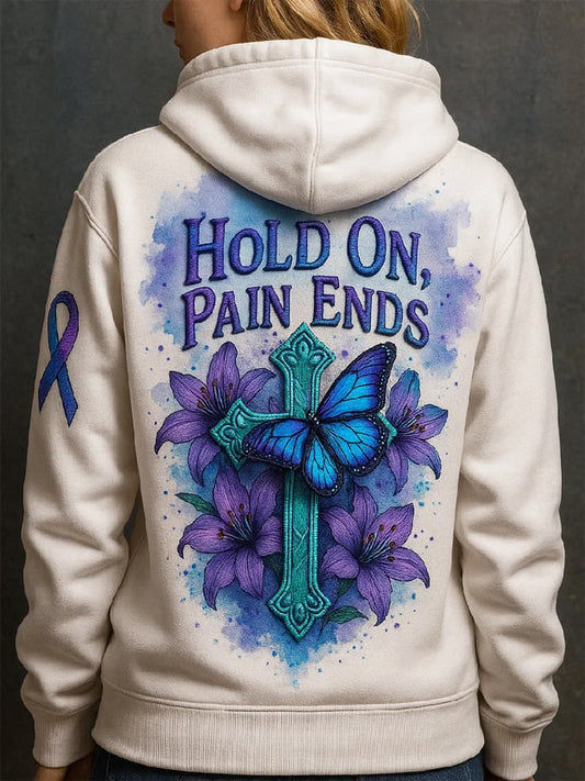 Women's Hold On,Pain Ends Print Hooded Sweatshirt