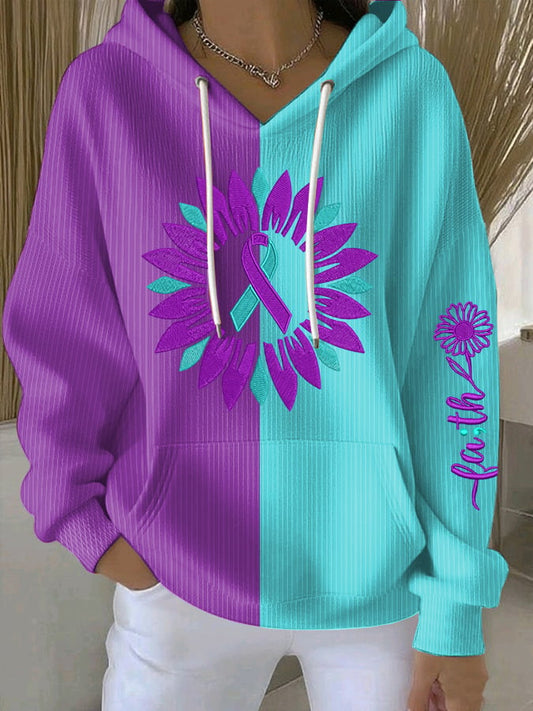 Women's Suicide Prevention Awareness Floral Art Faith Print Hoodie