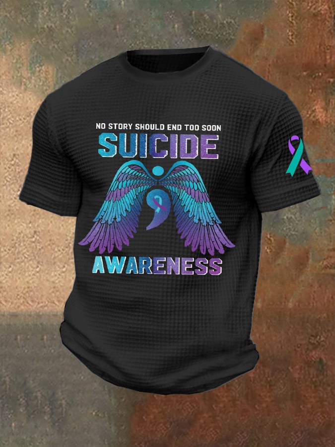 Men's Suicide Prevention Awareness Print Waffle T-Shirt