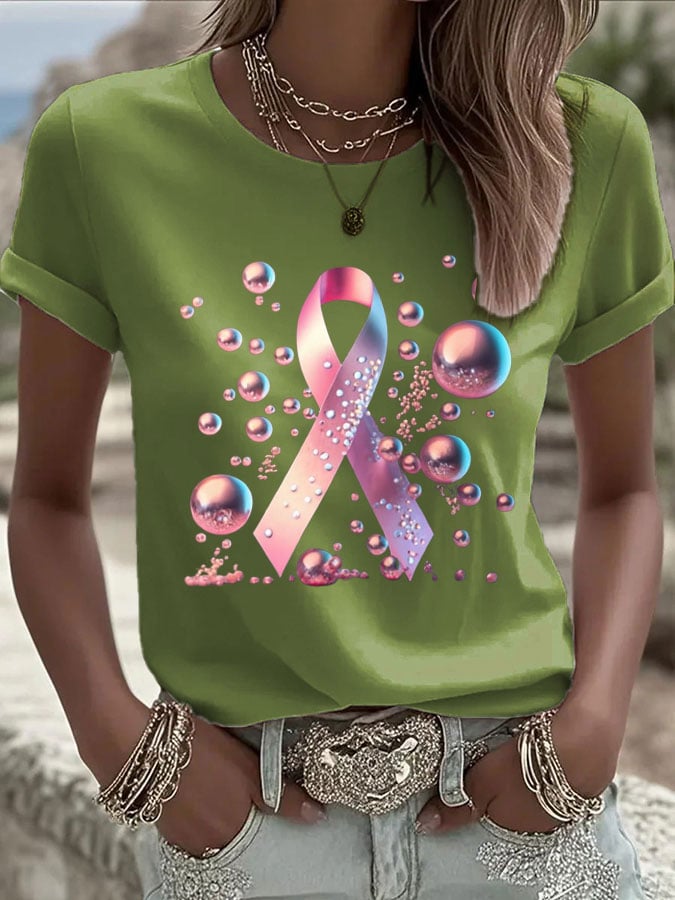 Women's  Breast Cancer Print T-Shirt