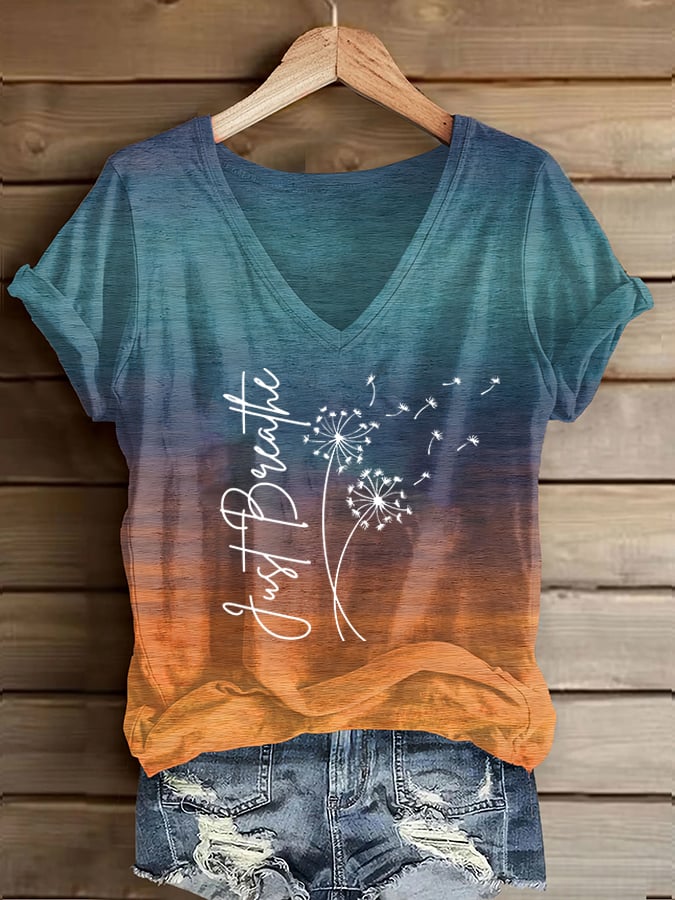 Women's Just Breathe Printed Casual T-Shirt