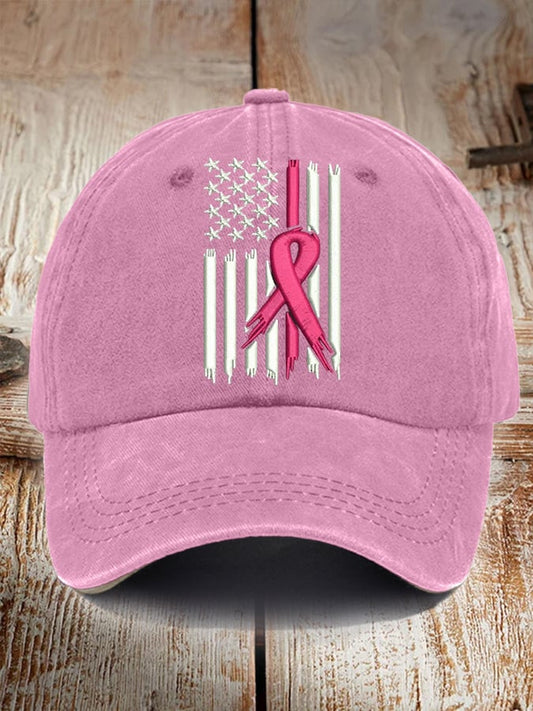 Unisex Breast Cancer Ribbon Print Baseball Cap