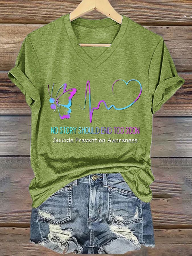 Women'S Casual Suicide Prevention Awareness Short Sleeve T-Shirt