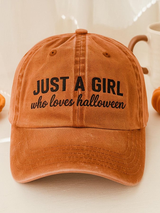 Retro Just A Girl Who Loves Halloween Print Baseball Cap