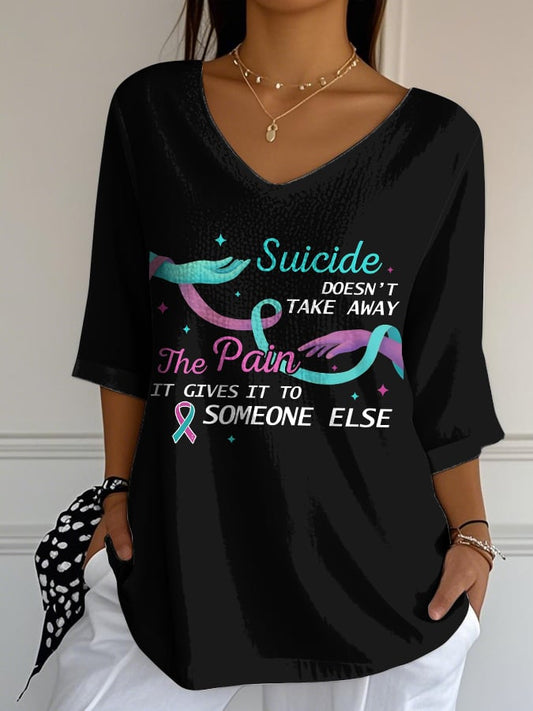 Women'S Casual Mental Health V-Neck T-Shirt