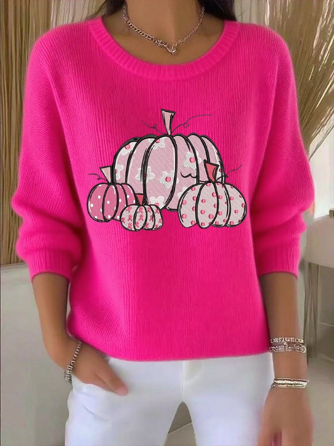 Women'S Breast Cancer Awareness Pumpkins Top