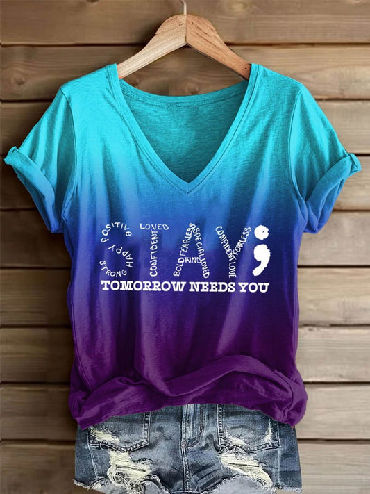 Women's Suicide Awareness Stay Tomorrow Needs You  Print Casual T-shirt