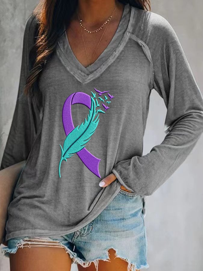 Women's Suicide Prevention Awareness Print Casual T-Shirt